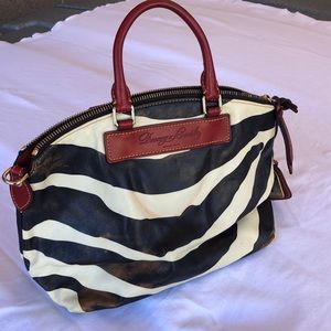 Red / white zebra print purse